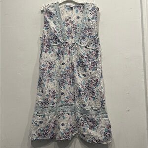 Vintage Kerry Cassill Blockprint Dress 100% cotton gauze blue purple large or 3